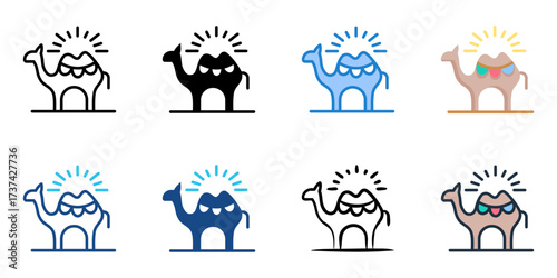 Pushkar Camel Fair icon set multiple style collection 
