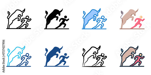 The Running of the Bulls icon set multiple style collection 
