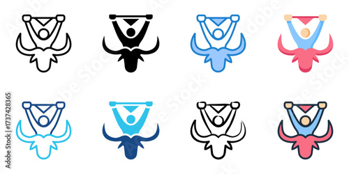 Fiesta de San Fermin icon set multiple style collection 
