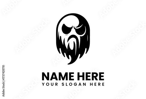 Angry Ghost Logo Design with a Dramatic Expression