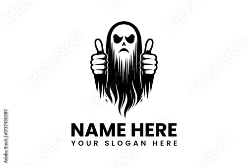 Cartoon Ghost with Thumbs Up Gesture and an Angry Expression.