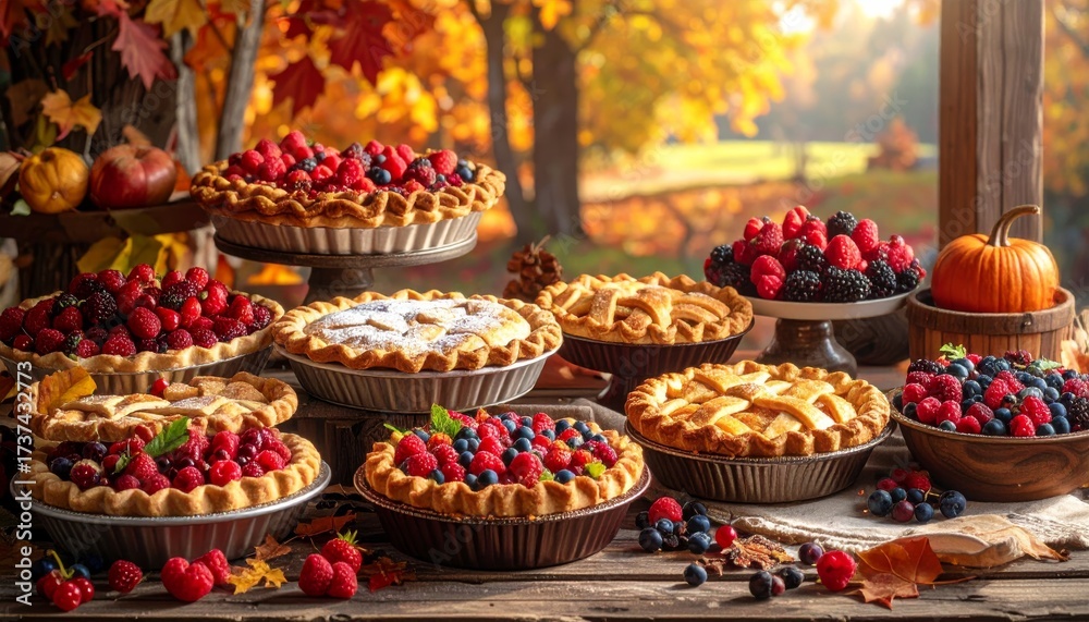 Fototapeta premium Delicious fruit and berry muffins, a sweet pastry snack on a plate