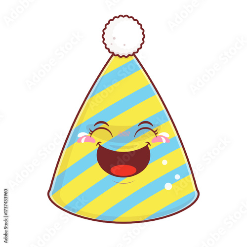 Happy birthday hat laughing face cartoon cute