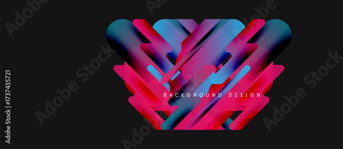 Abstract geometric shapes, vibrant colors, dynamic composition. Modern design elements create visually striking background.