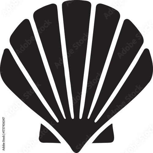Tableau sur toile Seashell silhouette icon, minimal design symbolizing beach, ocean, and marine life concept