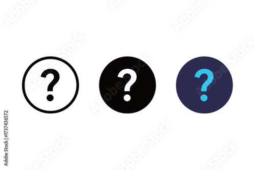Question Mark in Circle for Help and Support Icon Set