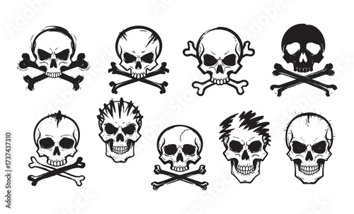 Skull and Crossbones Icon Set illustrations