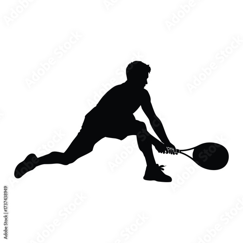 Dynamic Tennis Player Silhouette in Action, Capturing the Spirit of the Sport