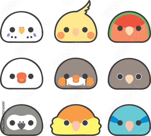 鳥の顔アイコンセット
