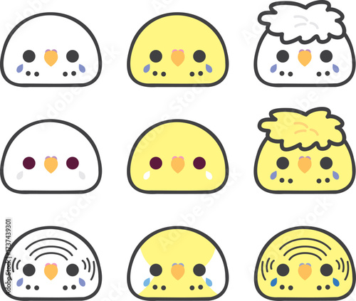 セキセイインコの顔アイコンセット