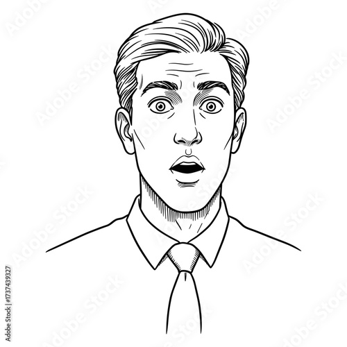 Surprised young man with open mouth and wide eyes in a suit  