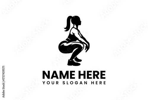 Silhouette of a Woman Performing a Deep Squat Exercise in Athletic Gear.