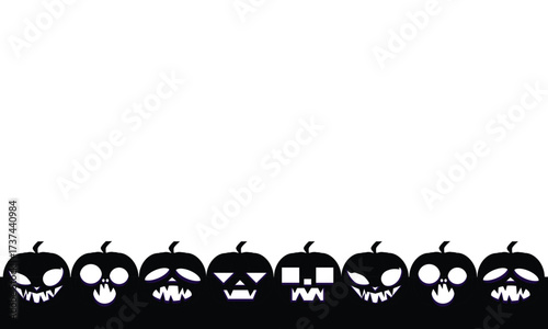 Vector pumpkin ghost silhouette on white background with copy space area for text or halloween theme title