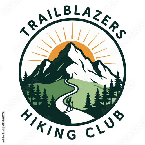 Trailblazers Hiking Club Mountain Sunrise Logo