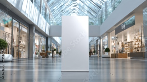 Blank Roll-Up Banner Mockup in Modern Shopping Mall