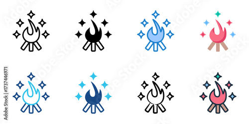 Fiesta de San Juan icon set multiple style collection 
