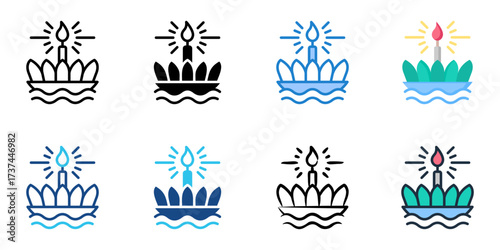 Loy Krathong icon set multiple style collection 

