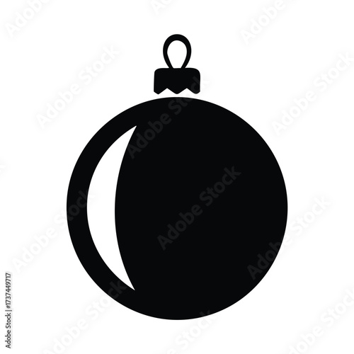 Wall Mural Black Christmas Bauble Icon on White Background ornament