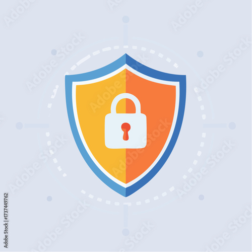 Security shield with padlock, symbolizing data protection and online safety.