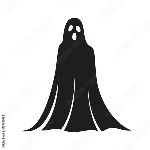 Black ghost silhouette with three eyes and open mouth
