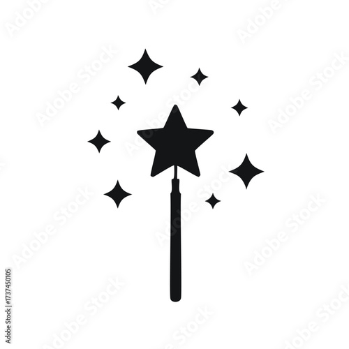 Black Magic Wand with Starburst stars sparkle