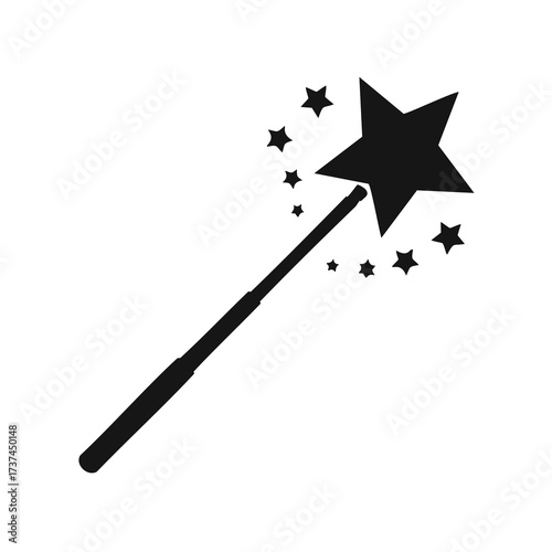 Black Magic Wand With Stars Icon sparkle fantasy