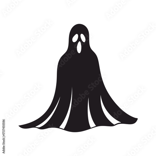 Black Silhouette of a Ghost with Flowing Robes halloween