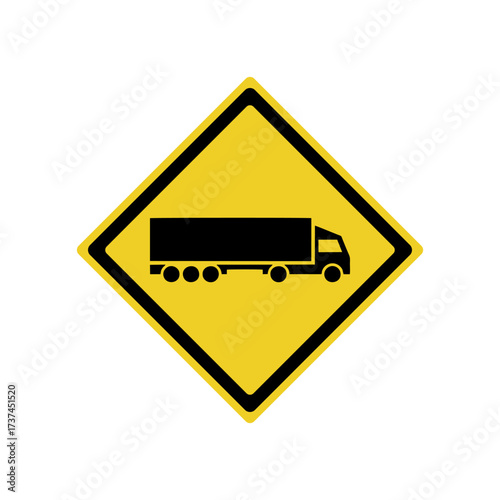 yellow road sign on a white background