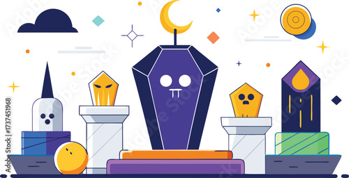 Geometric coffin shape line art illustration suitable for modern occult or minimalist design projects