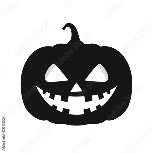 Black Halloween Jack-o- Lantern Silhouette with Scary Face Keywords: halloween, jackolantern