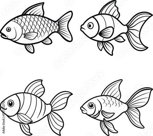 Tropical fish collection isolated on white
