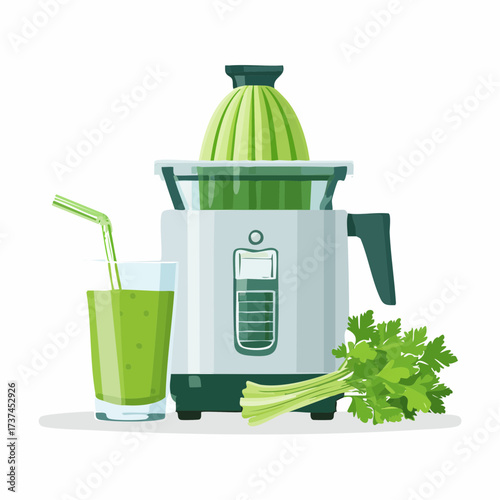 parsley green tea pot with green leaves vector juicer