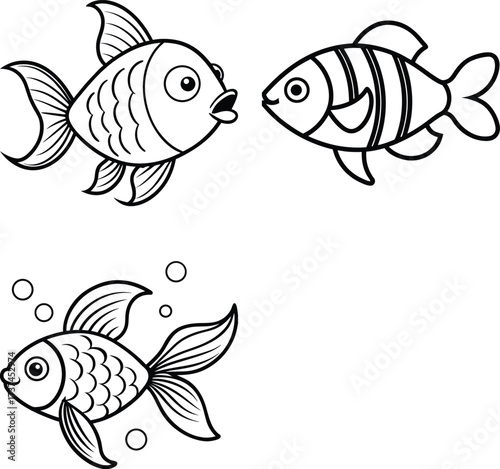 Tropical fish collection isolated on white
