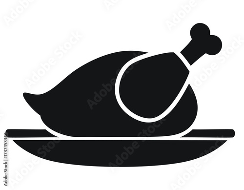 Cooked Chicken On A Serving Dish Silhouette poultry