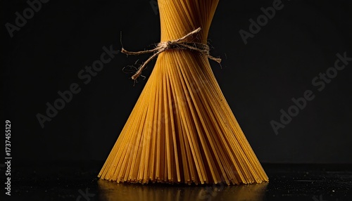 Beeswax Candle Bundle Tied with Twine under Dramatic Light Against Dark Backdrop Concept Photography