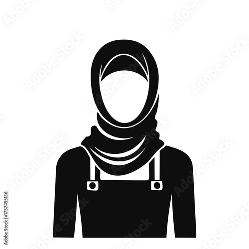 Woman wearing hijab and overalls icon headscarf clothing