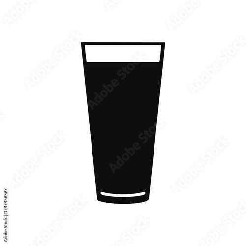 Black Silhouette of a Tall Glass of Liquid on White