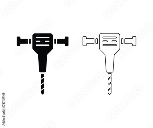 Black jackhammer tool icons design