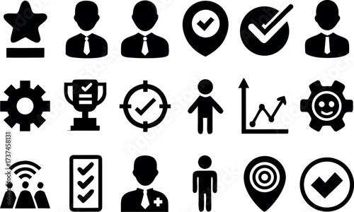 Core Values line editable icon set, core values icons collection