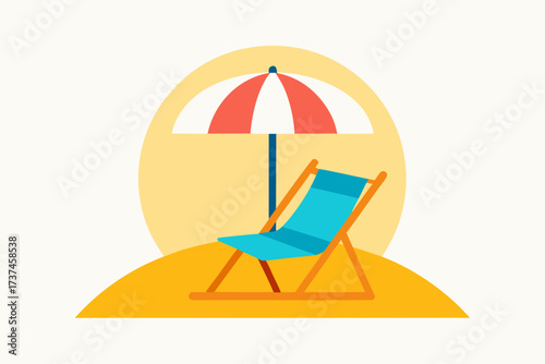 beach chair and umbrella
