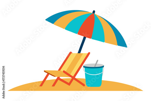 beach and umbrella