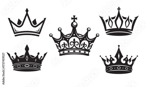 set of Queens or kings crown logo design
