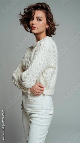 Wallpaper Mural Girl in cosy fall winter white look Torontodigital.ca