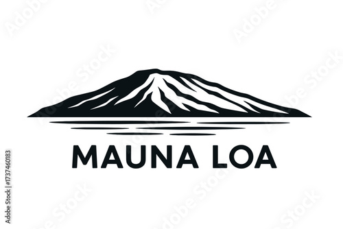 Mauna Loa Skyline Logo with Wide Shield Volcano and Ocean Horizon