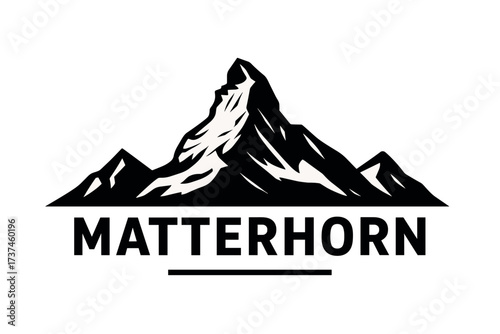Matterhorn Skyline Logo with Sharp Peak and Rugged Alpine Features