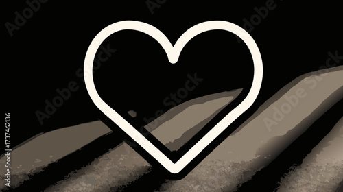 Elegant White Heart Outline on Dark Abstract Textured Surface – Love, Health, Relationship, and Care Concept