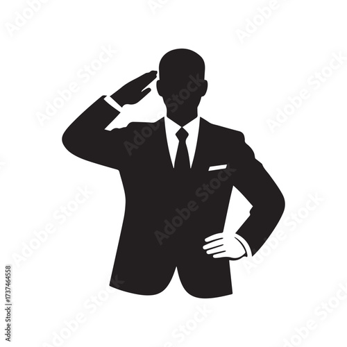 Silhouette of Saluting Figure Symbolizing Respect, Honor, Duty, and Formality.