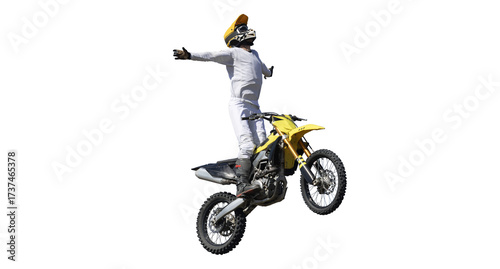 Moto freestyle rider isolated PNG.