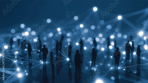 A digital representation of interconnected figures symbolizing networking and communication