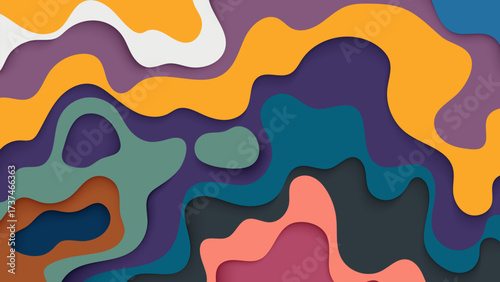 Colorful seamless wave pattern papercut background